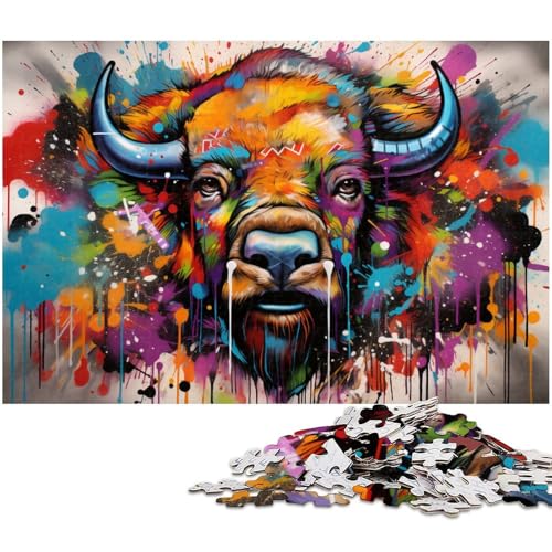 Buntes Büffel-Puzzle für Erwachsene, 1000 Teile, schwierige Rätsel für Erwachsene, anspruchsvolles Denkspiel für Teenager, Spaß für den Spieleabend mit der Familie, 50 x 75 cm / 19,68 x 29,52 Zoll Buntes Büffel-Puzzle für Erwachsene, 1000 Teile, schwierige Rätsel für Erwachsene, anspruchsvolles Denkspiel für Teenager, Spaß für den Spieleabend mit der Familie, 50 x 75 cm / 19,68 x 29,52 Zoll von JIANGENNF