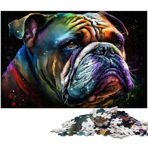 Buntes Bulldoggen-Puzzle, 1000 Teile, Holzpuzzle, Denksportaufgabe, Teenager und Heimdekoration, 50 x 75 cm / 19,68 x 29,52 Zoll Buntes Bulldoggen-Puzzle, 1000 Teile, Holzpuzzle, Denksportaufgabe, Teenager und Heimdekoration, 50 x 75 cm / 19,68 x 29,52 Zoll von JIANGENNF