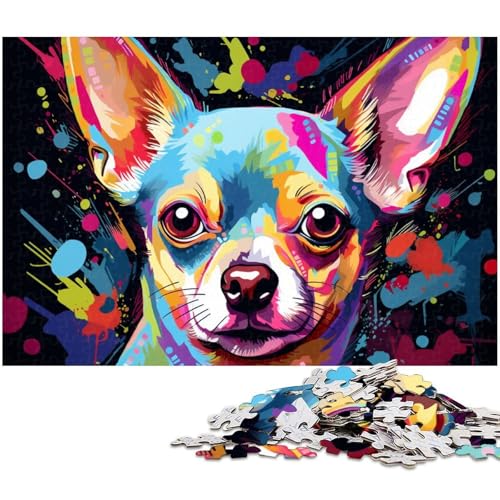 Buntes Chihuahua-Puzzle mit 1000 Teilen, Holzpuzzle, entspannende Unterhaltung, Heimdekoration, 50 x 75 cm / 19,68 x 29,52 Zoll Buntes Chihuahua-Puzzle mit 1000 Teilen, Holzpuzzle, entspannende Unterhaltung, Heimdekoration, 50 x 75 cm / 19,68 x 29,52 Zoll von JIANGENNF