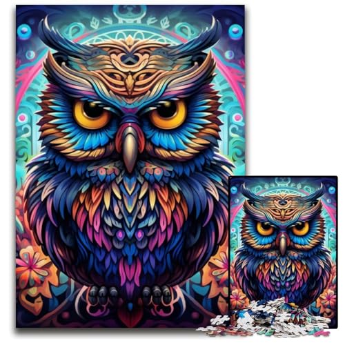 Buntes Eulen-Puzzle für Erwachsene, 1000 Teile, Papppuzzle, interaktives Familienspiel, Denksportaufgabe, Lernspielzeug, 26x38cm/10,23x14,96 Zoll Buntes Eulen-Puzzle für Erwachsene, 1000 Teile, Papppuzzle, interaktives Familienspiel, Denksportaufgabe, Lernspielzeug, 26x38cm/10,23x14,96 Zoll von JIANGENNF