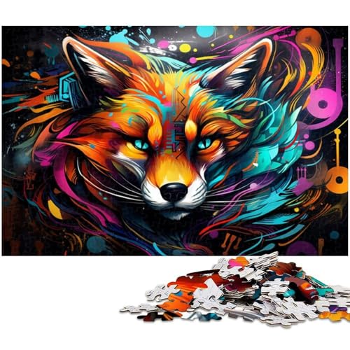 Buntes Fuchs-Puzzle, 1000 Teile, Kartonpuzzle für Erwachsene, Heimdekoration und Urlaubsspaß, 26 x 38 cm / 10,23 x 14,96 Zoll von JIANGENNF