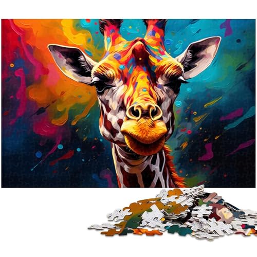 Buntes Giraffen-Puzzle mit 1000 Teilen, Holzpuzzle, entspannende Unterhaltung, Heimdekoration, 50 x 75 cm / 19,68 x 29,52 Zoll Buntes Giraffen-Puzzle mit 1000 Teilen, Holzpuzzle, entspannende Unterhaltung, Heimdekoration, 50 x 75 cm / 19,68 x 29,52 Zoll von JIANGENNF