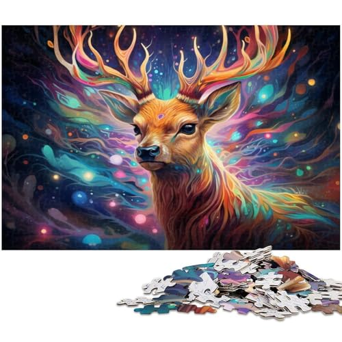 Buntes Hirsch-Puzzle, 1000 Teile, Kartonpuzzle für Erwachsene, Heimdekoration und Urlaubsspaß, 26 x 38 cm / 10,23 x 14,96 Zoll Buntes Hirsch-Puzzle, 1000 Teile, Kartonpuzzle für Erwachsene, Heimdekoration und Urlaubsspaß, 26 x 38 cm / 10,23 x 14,96 Zoll von JIANGENNF