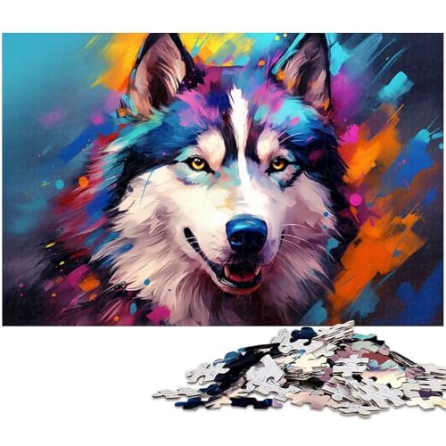 Buntes Husky-Puzzle für Erwachsene, 1000 Teile, schwierige Rätsel für Erwachsene, anspruchsvolles Denkspiel für Teenager, Spaß für den Familienspieleabend, 50 x 75 cm / 19,68 x 29,52 Zoll Buntes Husky-Puzzle für Erwachsene, 1000 Teile, schwierige Rätsel für Erwachsene, anspruchsvolles Denkspiel für Teenager, Spaß für den Familienspieleabend, 50 x 75 cm / 19,68 x 29,52 Zoll von JIANGENNF