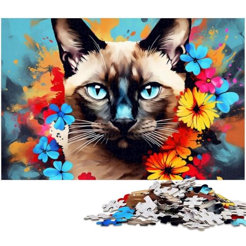 Buntes Katzen-Puzzle, 1000 Teile, DIY-Dekoration, Gehirn-Herausforderung, für Erwachsene, Familie, 26 x 38 cm / 10,23 x 14,96 Zoll von JIANGENNF