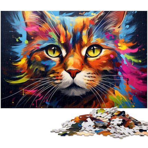 Buntes Katzen-Puzzle, 1000 Teile, Holzpuzzle, DIY-Dekoration, Gehirn-Herausforderung, für Erwachsene, Familie, 50 x 75 cm / 19,68 x 29,52 Zoll Buntes Katzen-Puzzle, 1000 Teile, Holzpuzzle, DIY-Dekoration, Gehirn-Herausforderung, für Erwachsene, Familie, 50 x 75 cm / 19,68 x 29,52 Zoll von JIANGENNF