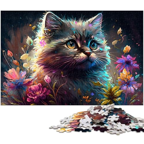 Buntes Katzen-Puzzle, 1000 Teile, Holzpuzzle, Denksportaufgabe, Teenager und Heimdekoration, 50 x 75 cm / 19,68 x 29,52 Zoll Buntes Katzen-Puzzle, 1000 Teile, Holzpuzzle, Denksportaufgabe, Teenager und Heimdekoration, 50 x 75 cm / 19,68 x 29,52 Zoll von JIANGENNF