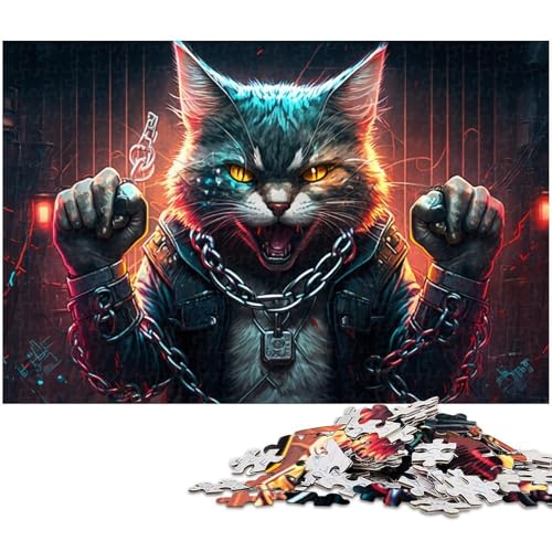 Buntes Katzen-Puzzle, 1000 Teile, Holzpuzzle, entspannende Unterhaltung, Heimdekoration, 50 x 75 cm / 19,68 x 29,52 Zoll Buntes Katzen-Puzzle, 1000 Teile, Holzpuzzle, entspannende Unterhaltung, Heimdekoration, 50 x 75 cm / 19,68 x 29,52 Zoll von JIANGENNF