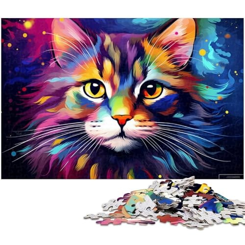 Buntes Katzen-Puzzle, 1000 Teile, Holzpuzzle für Erwachsene, Heimdekoration und Urlaubsspaß, 50 x 75 cm / 19,68 x 29,52 Zoll Buntes Katzen-Puzzle, 1000 Teile, Holzpuzzle für Erwachsene, Heimdekoration und Urlaubsspaß, 50 x 75 cm / 19,68 x 29,52 Zoll von JIANGENNF