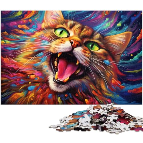 Buntes Katzen-Puzzle, 1000 Teile, Holzpuzzle für Erwachsene, Heimdekoration und Urlaubsspaß, 50 x 75 cm / 19,68 x 29,52 Zoll Buntes Katzen-Puzzle, 1000 Teile, Holzpuzzle für Erwachsene, Heimdekoration und Urlaubsspaß, 50 x 75 cm / 19,68 x 29,52 Zoll von JIANGENNF