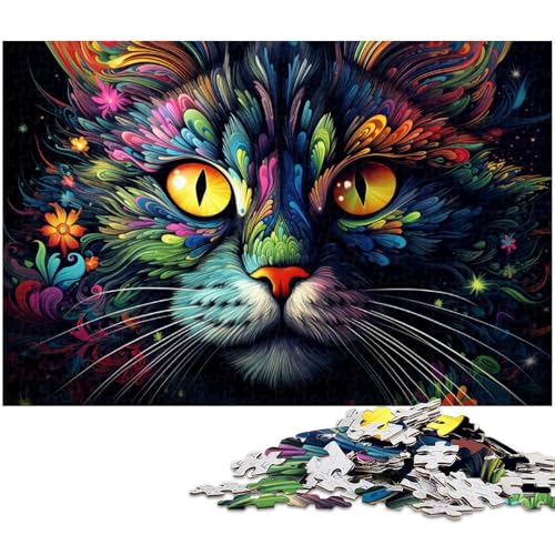 Buntes Katzen-Puzzle, 1000 Teile, Holzpuzzle für Erwachsene, Heimdekoration und Urlaubsspaß, 50 x 75 cm / 19,68 x 29,52 Zoll Buntes Katzen-Puzzle, 1000 Teile, Holzpuzzle für Erwachsene, Heimdekoration und Urlaubsspaß, 50 x 75 cm / 19,68 x 29,52 Zoll von JIANGENNF