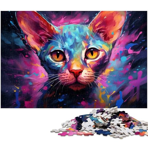 Buntes Katzen-Puzzle, 1000 Teile, Holzpuzzle für Erwachsene, Heimdekoration und Urlaubsspaß, 50 x 75 cm / 19,68 x 29,52 Zoll Buntes Katzen-Puzzle, 1000 Teile, Holzpuzzle für Erwachsene, Heimdekoration und Urlaubsspaß, 50 x 75 cm / 19,68 x 29,52 Zoll von JIANGENNF