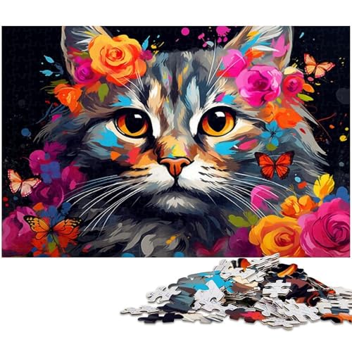 Buntes Katzen-Puzzle, 1000 Teile, für Erwachsene, anspruchsvolle Puzzles, perfekte Dekoration für Zuhause oder das Büro, 26 x 38 cm / 10,23 x 14,96 Zoll Buntes Katzen-Puzzle, 1000 Teile, für Erwachsene, anspruchsvolle Puzzles, perfekte Dekoration für Zuhause oder das Büro, 26 x 38 cm / 10,23 x 14,96 Zoll von JIANGENNF
