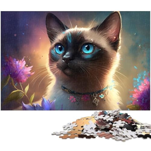 Buntes Katzen-Puzzle 1000 Teile für Erwachsene. Schwierige Puzzles für Erwachsene. Herausforderndes Denkspiel – Entspannendes Spielzeug für Teenager. 50 x 75 cm / 19,68 x 29,52 Zoll von JIANGENNF