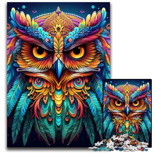 Buntes Kunst-Eulen-Puzzle, 1000 Teile, anspruchsvolle Puzzles, interaktives Familienspiel, Denksportaufgabe, Lernspielzeug, 26x38cm/10,23x14,96 Zoll Buntes Kunst-Eulen-Puzzle, 1000 Teile, anspruchsvolle Puzzles, interaktives Familienspiel, Denksportaufgabe, Lernspielzeug, 26x38cm/10,23x14,96 Zoll von JIANGENNF