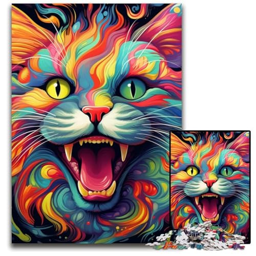 Buntes Kunst-Katzen-Puzzle mit 1000 Teilen für Erwachsene, anspruchsvolles DIY-Dekorationsspiel, interaktives Familienspielzeug, 26x38cm/10,23x14,96 Zoll Buntes Kunst-Katzen-Puzzle mit 1000 Teilen für Erwachsene, anspruchsvolles DIY-Dekorationsspiel, interaktives Familienspielzeug, 26x38cm/10,23x14,96 Zoll von JIANGENNF