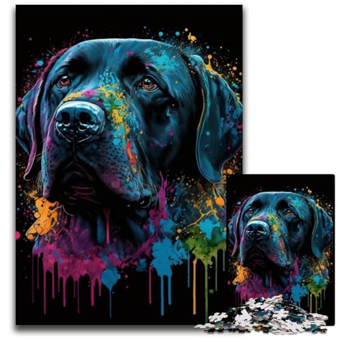 Buntes Kunst-Labrador-Puzzle, 1000 Teile, Papppuzzle, Spaß für Zuhause, Geburtstagsgeschenk, Reisegeschenk, 26x38cm/10,23x14,96 Zoll Buntes Kunst-Labrador-Puzzle, 1000 Teile, Papppuzzle, Spaß für Zuhause, Geburtstagsgeschenk, Reisegeschenk, 26x38cm/10,23x14,96 Zoll von JIANGENNF