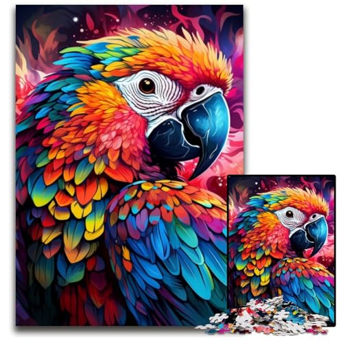 Buntes Kunst-Papagei-Puzzle mit 1000 Teilen, anspruchsvolle Rätsel, interaktives Familienspiel, Denksportaufgabe, Lernspielzeug, 26x38cm/10,23x14,96 Zoll von JIANGENNF