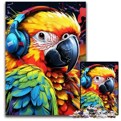 Buntes Kunst-Papagei-Puzzle mit 1000 Teilen für Erwachsene, Papppuzzles für den Familienspielabend, DIY-Dekorationskunstwerk, 26x38cm/10,23x14,96 Zoll von JIANGENNF