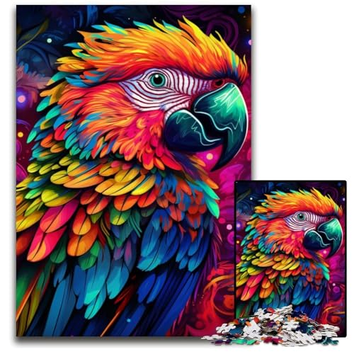 Buntes Kunst-Papagei-Puzzle mit 1000 Teilen für Erwachsene, anspruchsvolles DIY-Dekorationsspiel, interaktives Familienspielzeug, 50x75cm/19,68x29,52 Zoll von JIANGENNF