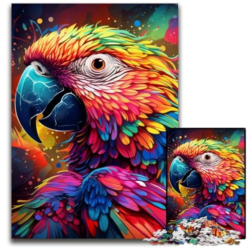 Buntes Kunst-Papageien-Puzzle 1000 Teile für Erwachsene. Puzzle für Erwachsene. Perfekt für Familienfeiern, Geburtstage, Feiertage. 26x38cm/10,23x14,96 Zoll von JIANGENNF