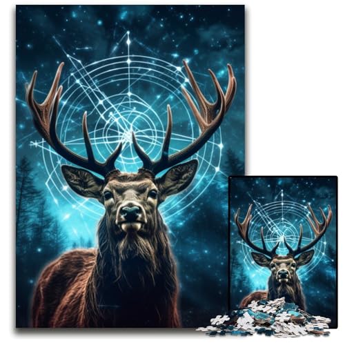 Buntes Kunst-Puzzle mit Hirschen, 1000 Teile, für Erwachsene, Puzzle für Erwachsene, perfekt für Familienfeiern, Geburtstage, Feiertage, 26x38cm/10,23x14,96 Zoll Buntes Kunst-Puzzle mit Hirschen, 1000 Teile, für Erwachsene, Puzzle für Erwachsene, perfekt für Familienfeiern, Geburtstage, Feiertage, 26x38cm/10,23x14,96 Zoll von JIANGENNF