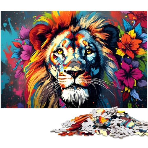 Buntes Löwen-Puzzle, 1000 Teile, Holzpuzzle für Erwachsene, Heimdekoration und Urlaubsspaß, 50 x 75 cm / 19,68 x 29,52 Zoll Buntes Löwen-Puzzle, 1000 Teile, Holzpuzzle für Erwachsene, Heimdekoration und Urlaubsspaß, 50 x 75 cm / 19,68 x 29,52 Zoll von JIANGENNF