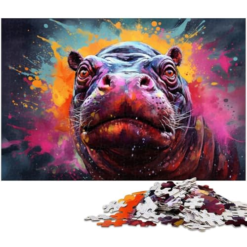 Buntes Nilpferd-Puzzle, 1000 Teile, Holzpuzzle, DIY-Dekoration, Gehirn-Herausforderung, für Erwachsene, Familie, 50 x 75 cm / 19,68 x 29,52 Zoll Buntes Nilpferd-Puzzle, 1000 Teile, Holzpuzzle, DIY-Dekoration, Gehirn-Herausforderung, für Erwachsene, Familie, 50 x 75 cm / 19,68 x 29,52 Zoll von JIANGENNF