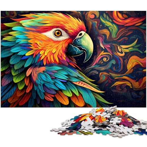 Buntes Papageien-Puzzle, 1000 Teile, für Erwachsene, schwierige Puzzles für Erwachsene, Spaß bei Aktivitäten zu Hause, Geburtstagsgeschenk, Reisegeschenk, 26 x 38 cm / 10,23 x 14,96 Zoll von JIANGENNF