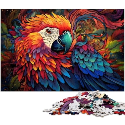 Buntes Papageien-Puzzle für Erwachsene, 1000 Teile, Puzzle für Erwachsene, perfekte Dekoration für Zuhause oder das Büro, 26 x 38 cm / 10,23 x 14,96 Zoll von JIANGENNF