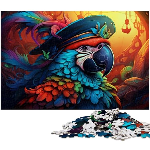 Buntes Piratenschiff-Papagei-Puzzle 1000 Teile für Erwachsene. Schwierige Puzzles für Erwachsene. Spaß bei Aktivitäten zu Hause, Geburtstagsgeschenk, Reisegeschenke 26 x 38 cm / 10,23 x 14,96 Zoll von JIANGENNF