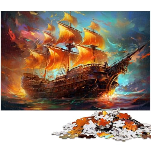 Buntes Piratenschiff-Puzzle, 1000 Teile, DIY-Dekoration, Gehirn-Herausforderung, für Erwachsene, Familie, 26 x 38 cm / 10,23 x 14,96 Zoll Buntes Piratenschiff-Puzzle, 1000 Teile, DIY-Dekoration, Gehirn-Herausforderung, für Erwachsene, Familie, 26 x 38 cm / 10,23 x 14,96 Zoll von JIANGENNF