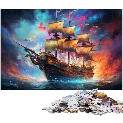 Buntes Piratenschiff-Puzzle, 1000 Teile, Holzpuzzle für Erwachsene, Heimdekoration und Urlaubsspaß, 50 x 75 cm / 19,68 x 29,52 Zoll Buntes Piratenschiff-Puzzle, 1000 Teile, Holzpuzzle für Erwachsene, Heimdekoration und Urlaubsspaß, 50 x 75 cm / 19,68 x 29,52 Zoll von JIANGENNF