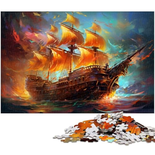 Buntes Piratenschiff-Puzzle mit 1000 Teilen, Holzpuzzle, entspannende Unterhaltung, Heimdekoration, 50 x 75 cm / 19,68 x 29,52 Zoll Buntes Piratenschiff-Puzzle mit 1000 Teilen, Holzpuzzle, entspannende Unterhaltung, Heimdekoration, 50 x 75 cm / 19,68 x 29,52 Zoll von JIANGENNF