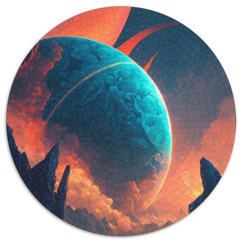 Buntes Planeten-Berge-Puzzle, 1000 Teile, rund, 1000 Teile, für Erwachsene, Schwierigkeitsgrad: Anfänger, ideal als Geburtstags (Größe: 67,5 x 67,5 cm) von JIANGENNF