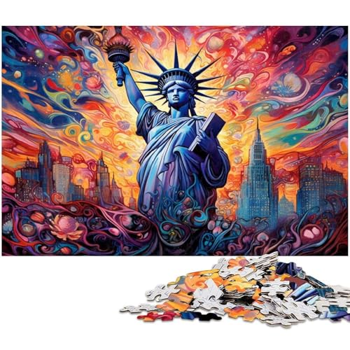 Buntes Puzzle mit der Freiheitsstatue, 1000 Teile, für Erwachsene, anspruchsvolle Puzzles, perfekte Dekoration für Zuhause oder das Büro, 26 x 38 cm / 10,23 x 14,96 Zoll Buntes Puzzle mit der Freiheitsstatue, 1000 Teile, für Erwachsene, anspruchsvolle Puzzles, perfekte Dekoration für Zuhause oder das Büro, 26 x 38 cm / 10,23 x 14,96 Zoll von JIANGENNF