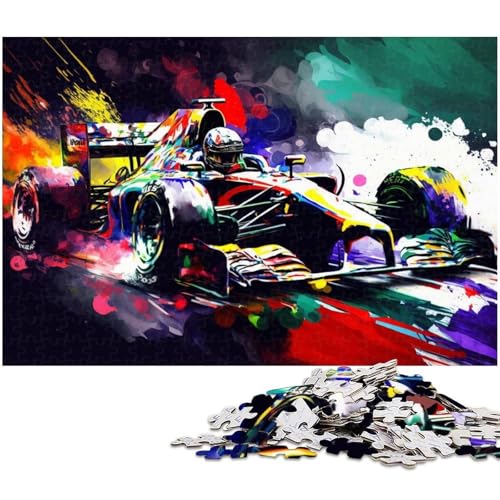 Buntes Rennauto-Puzzle mit 1000 Teilen für Erwachsene. Ideal für Familienspaß, Entspannung, 26 x 38 cm / 10,23 x 14,96 Zoll von JIANGENNF