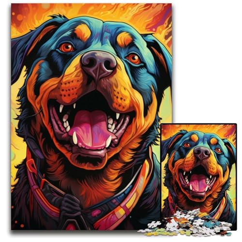 Buntes Rottweiler-Puzzle für Erwachsene, 1000 Teile, Papppuzzle, interaktives Familienspiel, Denksportaufgabe, Lernspielzeug, 26x38cm/10,23x14,96 Zoll Buntes Rottweiler-Puzzle für Erwachsene, 1000 Teile, Papppuzzle, interaktives Familienspiel, Denksportaufgabe, Lernspielzeug, 26x38cm/10,23x14,96 Zoll von JIANGENNF