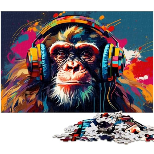 Buntes Schimpansen-Puzzle mit 1000 Teilen, Kartonpuzzle, kreatives Familienspiel und Heimdekoration, Teenager, 26 x 38 cm / 10,23 x 14,96 Zoll Buntes Schimpansen-Puzzle mit 1000 Teilen, Kartonpuzzle, kreatives Familienspiel und Heimdekoration, Teenager, 26 x 38 cm / 10,23 x 14,96 Zoll von JIANGENNF