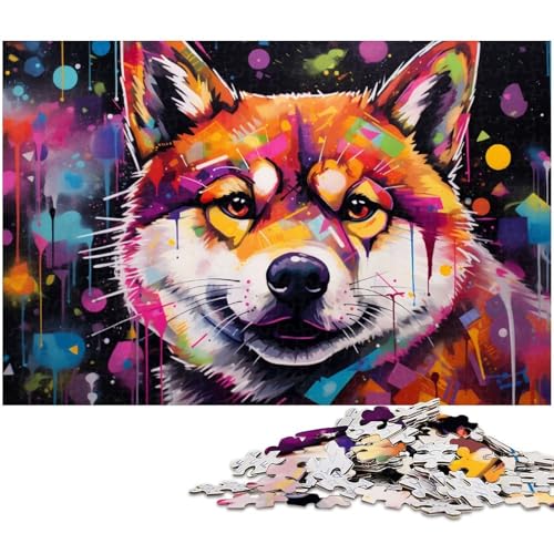 Buntes Shiba Inu-Puzzle, 1000 Teile, Holzpuzzle für Erwachsene, Heimdekoration und Urlaubsspaß, 50 x 75 cm / 19,68 x 29,52 Zoll Buntes Shiba Inu-Puzzle, 1000 Teile, Holzpuzzle für Erwachsene, Heimdekoration und Urlaubsspaß, 50 x 75 cm / 19,68 x 29,52 Zoll von JIANGENNF