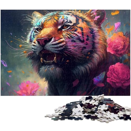 Buntes Tiger-Puzzle, 1000 Teile, Kartonpuzzle für Erwachsene, Heimdekoration und Urlaubsspaß, 26 x 38 cm / 10,23 x 14,96 Zoll Buntes Tiger-Puzzle, 1000 Teile, Kartonpuzzle für Erwachsene, Heimdekoration und Urlaubsspaß, 26 x 38 cm / 10,23 x 14,96 Zoll von JIANGENNF