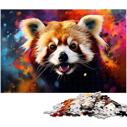 Buntes rotes Panda-Puzzle, 1000 Teile, Holzpuzzle für Erwachsene, Heimdekoration und Urlaubsspaß, 50 x 75 cm / 19,68 x 29,52 Zoll Buntes rotes Panda-Puzzle, 1000 Teile, Holzpuzzle für Erwachsene, Heimdekoration und Urlaubsspaß, 50 x 75 cm / 19,68 x 29,52 Zoll von JIANGENNF