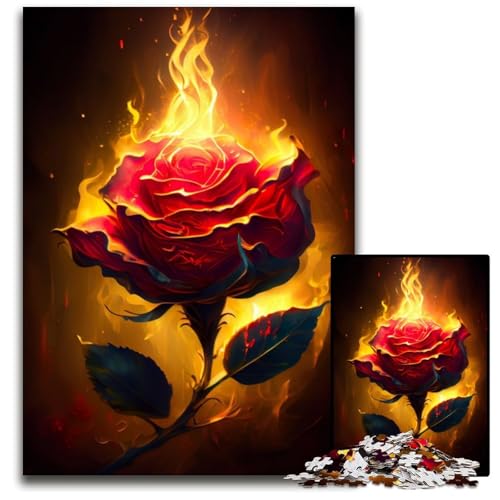 Burning Rose Puzzle für Erwachsene, 1000 Teile, interaktives Familienspiel, Denksportaufgabe, Lernspielzeug, 26x38cm/10,23x14,96 Zoll Burning Rose Puzzle für Erwachsene, 1000 Teile, interaktives Familienspiel, Denksportaufgabe, Lernspielzeug, 26x38cm/10,23x14,96 Zoll von JIANGENNF