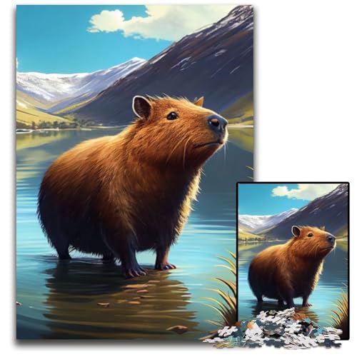 Capybara-Tierpuzzle, 1000 Teile, Puzzle für Erwachsene, anspruchsvolles Denkspiel, entspannendes Spielzeug für Teenager, 26x38cm/10,23x14,96 Zoll von JIANGENNF