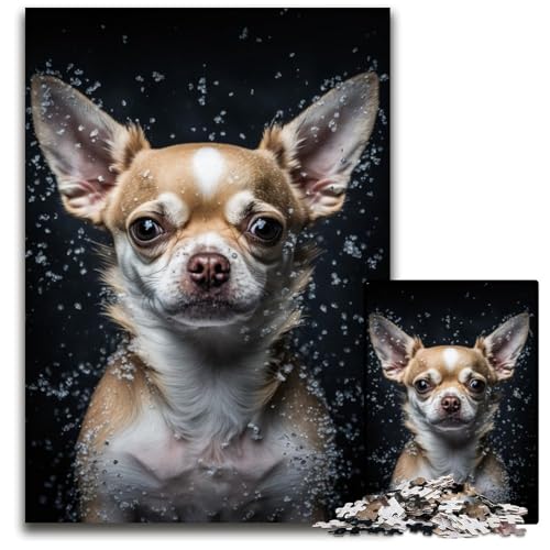 Chihuahua-Puzzle für Erwachsene, 1000 Teile, Holzpuzzle, Weihnachten, Halloween, Ostern, Neujahr, 50x75cm/19,68x29,52 Zoll von JIANGENNF