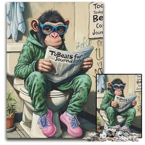 Chimpanzee Go Toilet 1000-teiliges Puzzle für Erwachsene, Papppuzzles, Spaß für den Familienspielabend, dekoratives Kunstwerk zum Selbermachen, 26x38cm/10,23x14,96 Zoll Chimpanzee Go Toilet 1000-teiliges Puzzle für Erwachsene, Papppuzzles, Spaß für den Familienspielabend, dekoratives Kunstwerk zum Selbermachen, 26x38cm/10,23x14,96 Zoll von JIANGENNF
