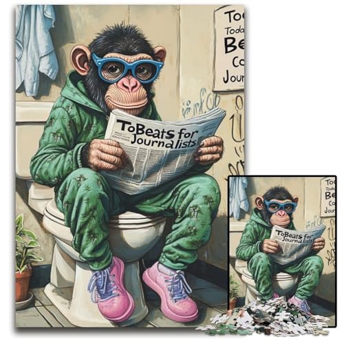 Chimpanzee Go Toilet Puzzle 1000 Teile für Erwachsene, Puzzle für Erwachsene, Familienaktivität, DIY-Heimdekoration, 50x75cm/19,68x29,52 Zoll Chimpanzee Go Toilet Puzzle 1000 Teile für Erwachsene, Puzzle für Erwachsene, Familienaktivität, DIY-Heimdekoration, 50x75cm/19,68x29,52 Zoll von JIANGENNF