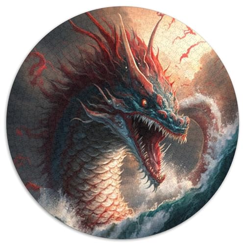Chinesischer Drache, 1000-teiliges Puzzle für Erwachsene, 1000-teiliges rundes Puzzle, Teenager, Paare und Freunde zum Geburtstag, zu Weihnachten (Größe 67,5 x 67,5 cm) von JIANGENNF