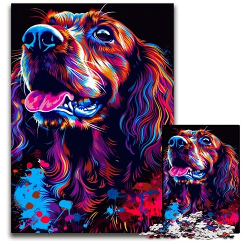 Cocker Spaniel Dog Art 1000-teiliges Puzzle aus Pappe, Puzzle für Erwachsene, interaktives Familienspiel, Denksportaufgabe, Lernspielzeug, 26x38cm/10,23x14,96 Zoll von JIANGENNF