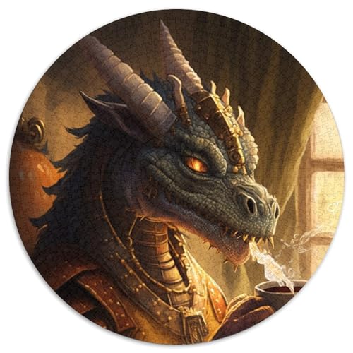 Coffee Dragon 1000-teiliges Puzzle, rund, 1000 Teile, für Erwachsene, Schwierigkeitsgrad: Anfänger, ideal als Geburtstags (Größe: 67,5 x 67,5 cm) von JIANGENNF